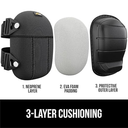 GORILLA GRIP Knee Pads for Work, All Day Comfort Gel Cushion and Soft Foam for Men and Women, Slip Resistant Heavy Duty Hard Cap, Adjustable Straps for Flooring, Construction and Gardening, Black