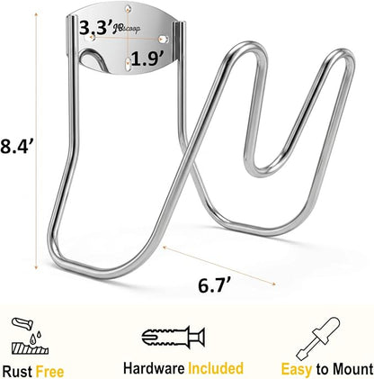 JBscoop Stainless Steel Garden Hose Holder Wall Mount – Silver SUS304 Hose Hanger for Indoor & Outdoor Use