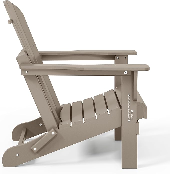 WestinTrends Malibu Malibu Outdoor Folding Poly Adirondack Chair (Set of 8), Weathered Wood