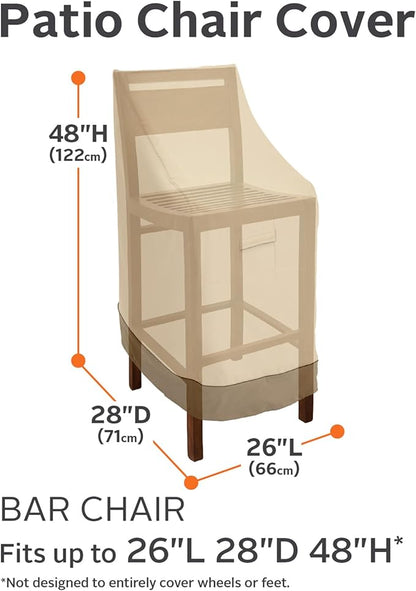 Classic Accessories Veranda Water-Resistant 26 Inch Patio Bar Chair & Stool Cover, 4-Pack, Patio Furniture Covers