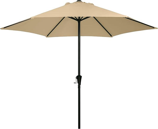 Sunnyglade 9FT Outdoor Patio Umbrella, Market & Table Umbrella with 6 Sturdy Ribs and Crank System, Fade-resistant & Waterproof for Garden Backyard Poolside Deck