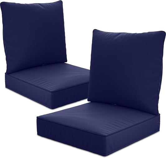 22" x 22" x 6" Outdoor Deep Seat Cushions Set - 2 Set Waterproof & Fade Resistant Patio Furniture Replacement Cushions, Non-Slip Outdoor Cushions Fit Loveseats, Couches, Chairs, and Sofas.