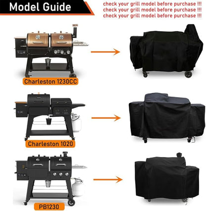 ZJYWSCH Cover for Pit Boss Charleston Gas/Pellet Combo Grill 600D Heavy Duty Weather Resistant PitBoss Charleston Combo Grill Cover Waterproof
