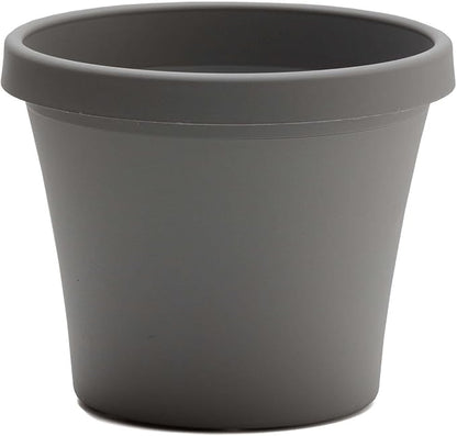 Bloem Terra Pot Round Planter: 12", Charcoal, (Saucer Not Included) Matte Finish, Durable Resin, Traditional Style Pot, For Indoor & Outdoor Use, Gardening, 3.5 Gallon Capacity, Saucer Sold Separately