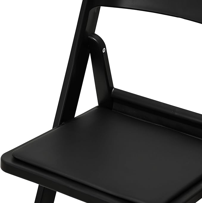 Flash Furniture Hercules Tucker Commercial Black Resin Folding Chair - Lightweight, Vinyl Padded Removable Seat, Indoor Outdoor Use, Event & Wedding Ready, Set of 2