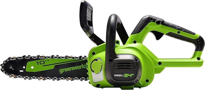 Greenworks 24V 10" Cordless Compact Chainsaw (Great For Storm Clean-Up, Pruning, and Firewood / 125+ Compatible Tools), Tool Only