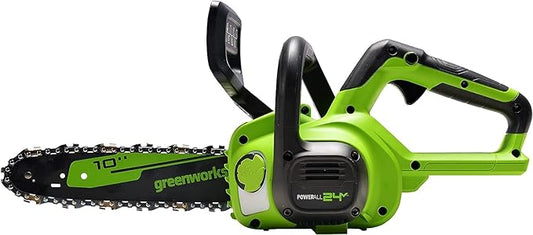 Greenworks 24V 10" Cordless Compact Chainsaw (Great For Storm Clean-Up, Pruning, and Firewood / 125+ Compatible Tools), Tool Only
