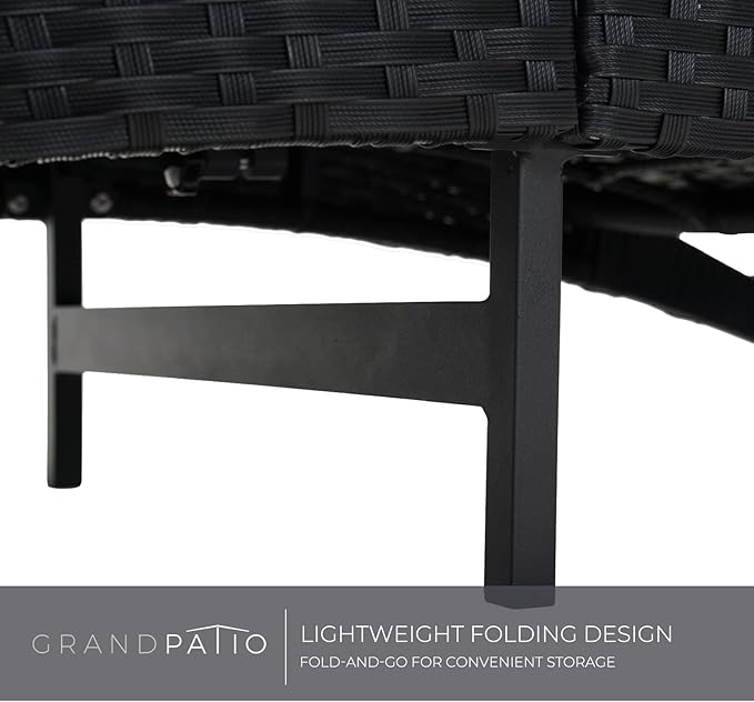 Grand patio Outdoor Lounge Chair Wicker 4-Position Adjustable Folding Aluminum Patio Chaise Lounge with Cushion Beige