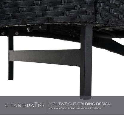 Grand patio Outdoor Lounge Chair Wicker 4-Position Adjustable Folding Aluminum Patio Chaise Lounge with Cushion Beige