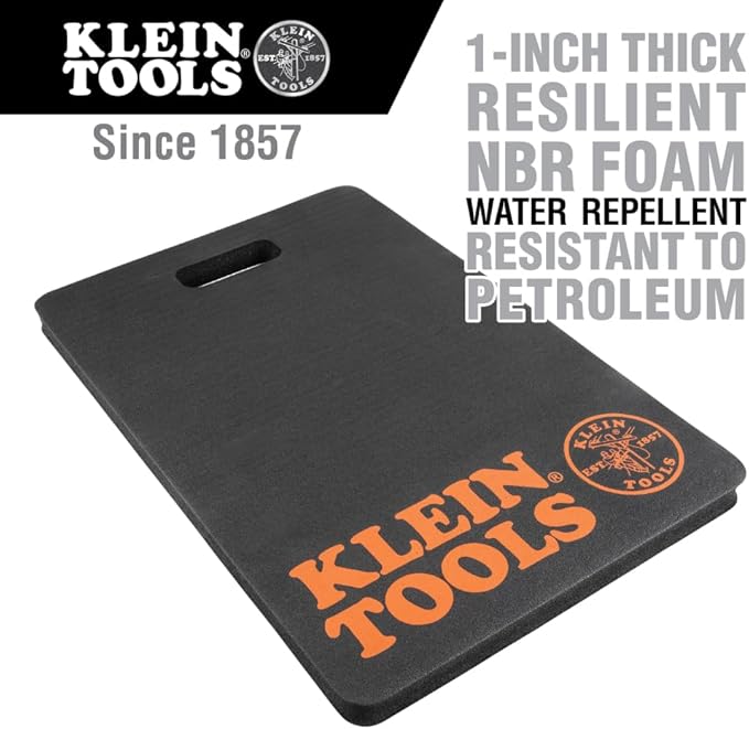 Klein Tools 60135 Kneeling Pads, Adult Men's Soft Thick Closed Cell Soft Foam Professional Tradesman Pro Pads with Handle