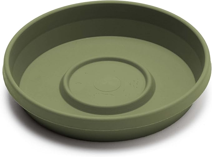 Bloem Terra Resin Saucer Tray: 11.25" Bottom Width - Matte, Durable, Ribbed Bottom, Indoor and Outdoor, Fits 14" Terra Pots, Living Green