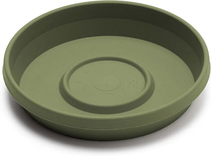 Bloem Terra Resin Saucer Tray: 11.25" Bottom Width - Matte, Durable, Ribbed Bottom, Indoor and Outdoor, Fits 14" Terra Pots, Living Green