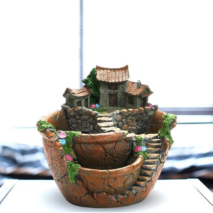 Fairy Garden Pot, Creative Plants Pot Succulent Plants Pot with Sweet House Flower Basket Planter Pot Garden Decoration