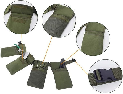 Gardening Tool Belt Bag - Canvas Waist Tool Apron Organizer Hanging Pouch with 4 Pockets for Gardeners Picking Fruit Weeding, Fits Women & Men, Waterproof, 1 Pcs