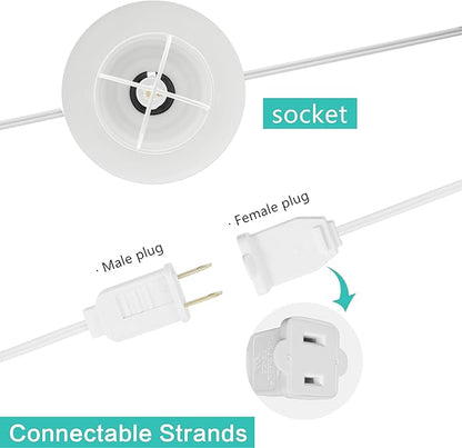 JONATHAN Y JYL8703B 10-Light Indoor/Outdoor 10 ft. Rustic Farmhouse Incandescent G40 Metal Cage Shade String Lights Contemporary, Transitional, Modern, Patio, Porch, Backyard, White