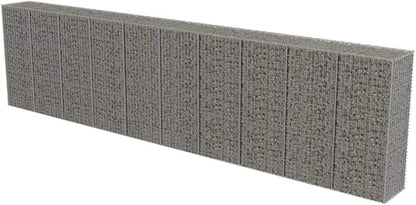 Galvanized Steel Gabion Wall with Covers, Gabion Mesh Wire Wall Panel Galvanized Steel Garden Stone Wire Basket Fencing Patio Decorative Fence, 236"x19.7"x59",-182