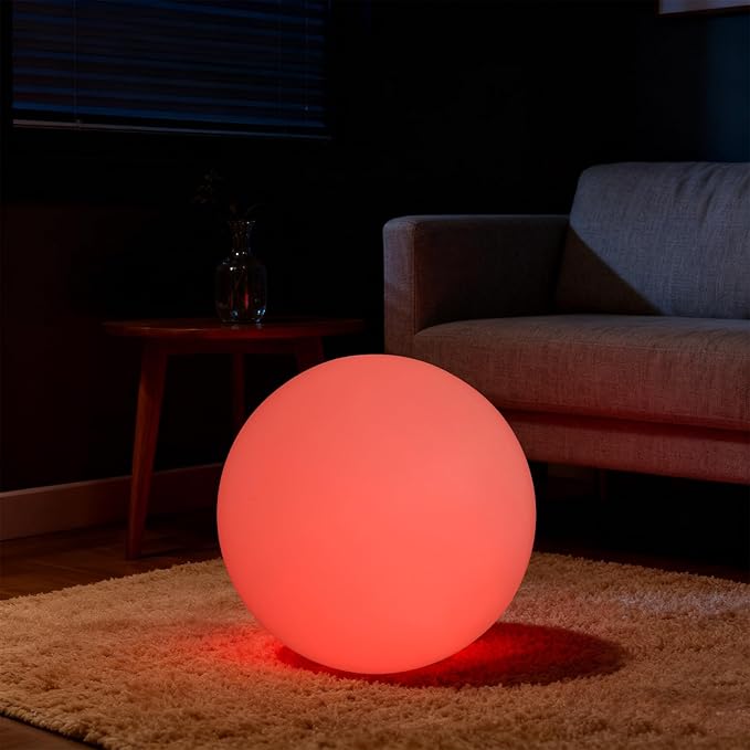 16-inch LED Light Ball, Round LED Night Light with Remote, Rechargeable Globe Lights with 4 Modes & 16 RGB Color Changing, Waterproof Glowing Globe Light for Party Decor