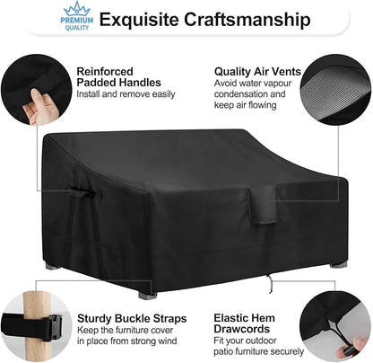OutdoorLines Outdoor Waterproof Patio 3-Seater Couch Cover - UV Resistant Patio Sofa Furniture Covers Weatherproof Heavy Duty Glider Covers for Outdoor Furniture, 76Wx32.5Dx33H Inches, Black