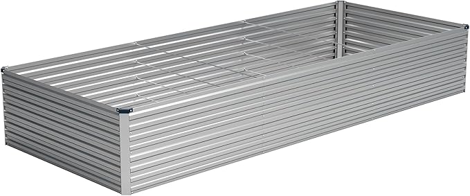 Vengarus 12x4x2FT Galvanized Raised Garden Bed Kit, Deep Root Planter Box Outdoor Large Planter Raised Beds for Planting Flowers,Vegetables and Herbs-Silver