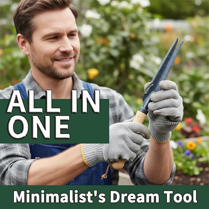 Gardenwind 14Pcs Gardening Tools for Men Gardening Hand Tools with Weeder, Scale, Sawtooth, Cut Rope, Waist Bag,Heavy Duty