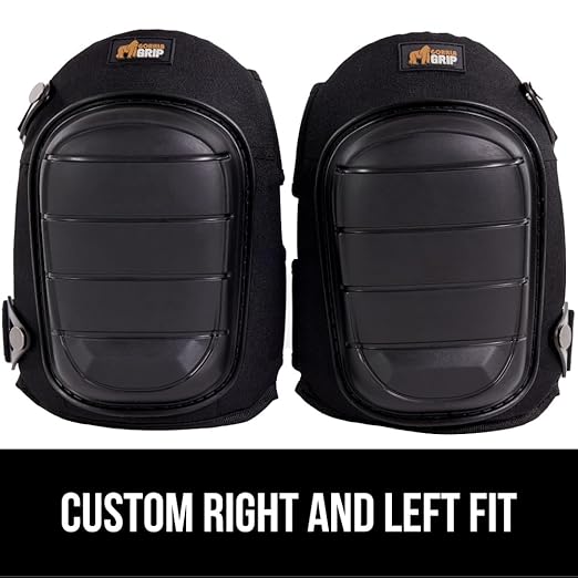 GORILLA GRIP Knee Pads for Work, All Day Comfort Gel Cushion and Soft Foam for Men and Women, Slip Resistant Heavy Duty Hard Cap, Adjustable Straps for Flooring, Construction and Gardening, Black