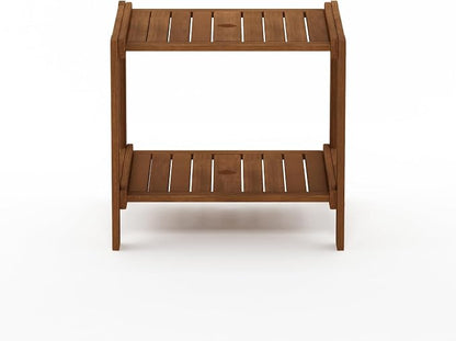 Furinno TIOMAN Patio Table, Mississippi Outdoor Side Table, Coffee Table with Umbrella Hole, for Patio, Garden, Porch, Light Wood