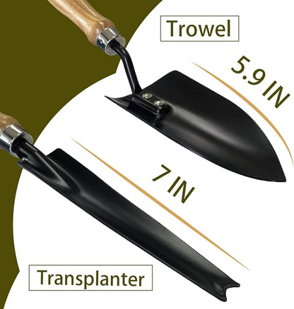 SUMIO 6-Piece Gardening Hand Tool Set – Includes Trowel, Transplanter, Cultivator, Lever Weeder, Bypass Pruner & Storage Bag – Garden Tools Kit for Planting, Weeding, and Pruning (Gray)