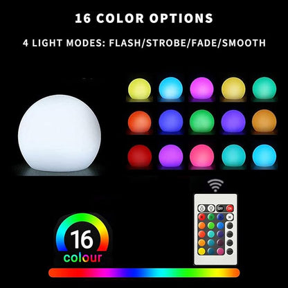 Censinda LED Glowing Ball Light, 14-Inch Cordless 16 Color Changing and 4 Light Modes Kids Night Light, Rechargeable & Dimmable Mood Lamp with Remote Control, Perfect for Home Patio Yard Accent Decor