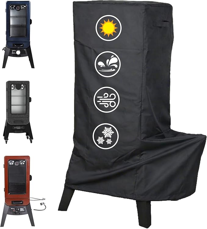 Utheer Grill Cover for Pit Boss 3-Series Gas Vertical Smoker, Upgraded Full-Length Heavy Duty 600D Waterproof Anti-UV Cover for Pit Boss PBV3G1/PBV3A1/10947, Double-Stitched Tear-Resistant Seams