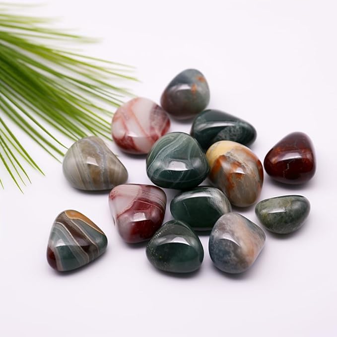 Polished Ocean Jasper Stone Set Crystals,1.2" 1 Piece Handpicked Natural Tumbled Gemstones Rocks, Healing Crystal for Reiki, Chakra, Healing, Home Decor