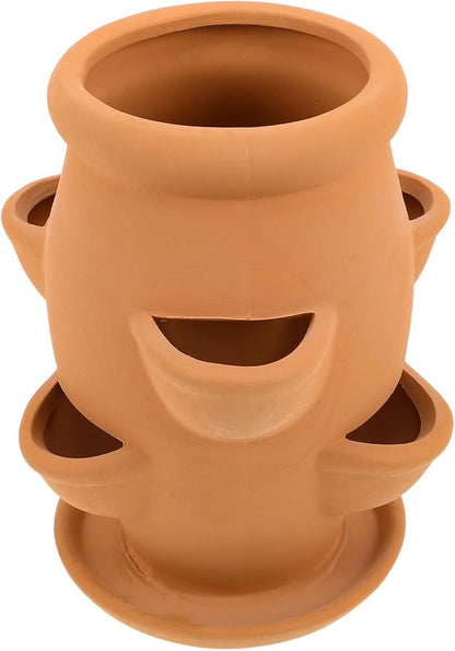 Toyvian Ceramic Strawberry Tower Planter for Succulents with Multi Mini Pockets - Lightweight Clay Flower Pot for Indoor Outdoor Garden Patio Decoration