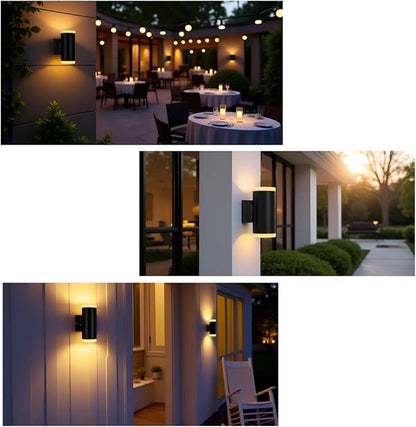 Outdoor Wall Light, ZUUKOLE Waterproof Exterior Wall Sconce, Anti-Rust Aluminum Wall Mount Lighting Cylinder Design – Up Down Wall Light fixtures for Porch, Patio or Garage, 2 Pack