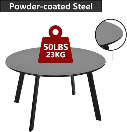 Meluvici Outdoor Patio Coffee Table Set of 2, Weather Resistant End Table, Round Nesting Tables for Living Room Balcony Office,Black