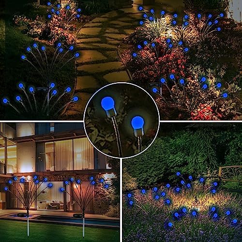 Albelt 6-Pack Solar Outdoor Lights for Garden Decorations, 48 LED Super Bright Firefly Light (Sway by Wind), New Upgraded Solar Lights Outside Waterproof for Outside Pathway Patio Yard Porch (Blue)