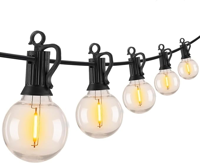 Brightown Outdoor String Lights - 100 FT Patio Lights with 50 LED G40 Globe Plastic Bulbs, All Weatherproof Connectable Commercial Hanging Light for Outside Backyard Porch Cafe