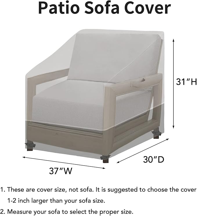 Easy-Going Patio Chair Cover UV Resistant Outdoor Chair Cover Bicolor Waterproof Outdoor Furniture Cover with Reflective Hemming (2 Pack-37Wx30Dx31H inch, Gray/Dark Gray)
