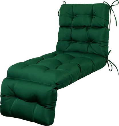ARTPLAN Outdoor Chasie Lounge Tufted Thick Cushion with Ties,Replacement Wicker Chair Cushion for Paito Fruniture,72x22x4inches,All Weather,Invisible Green