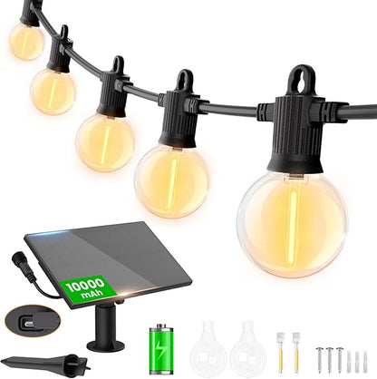 ZOTOYI Solar String Lights Outdoor Waterproof IP65 150FT with USB Port and 73+3 Shatterproof G40 Bulbs, Up to 8-12 Hours for Using, LED Solar Powered Patio Lights for Outside, Patio, Porch, 2200K