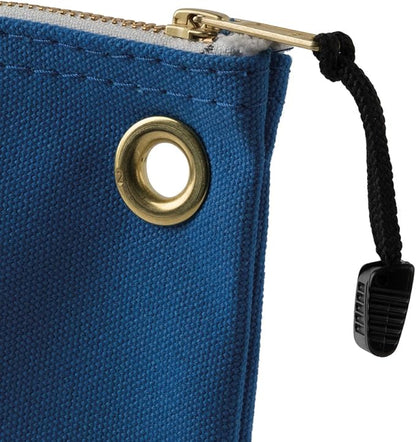 Klein Tools 5539LBLU Zipper Bag, Large 16-Inch Canvas Tool Pouch for Tool Storage with Brass Zipper, and Grommet for Hanging, Blue (Pack of 3)