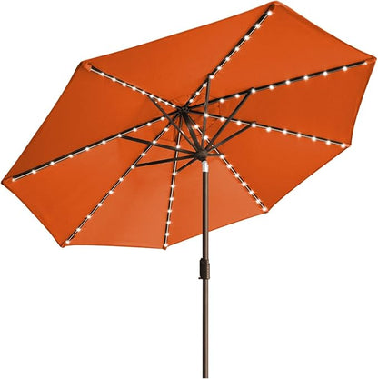 EliteShade USA 10-Year-Non-Fading Solar 9ft Market Umbrella with 80 LED Lights Patio Umbrellas Outdoor Table Umbrella with Ventilation,Rust