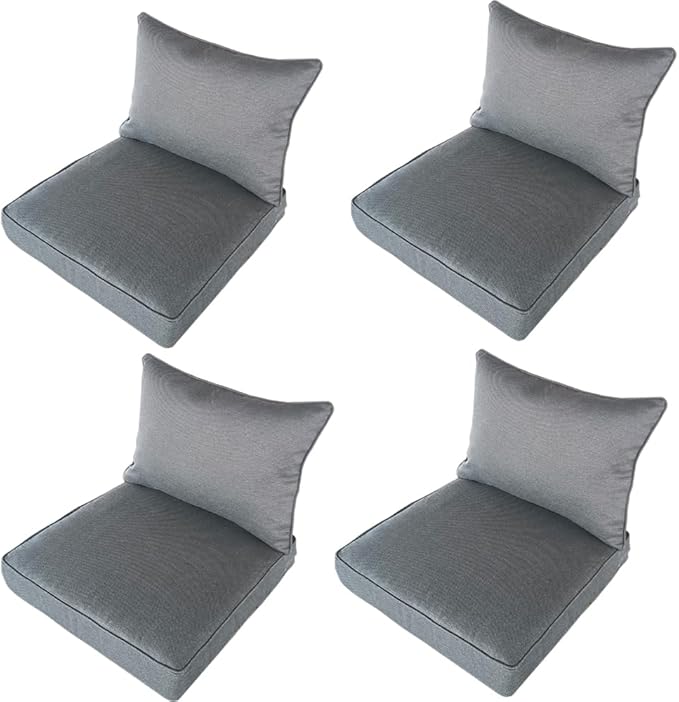 MEETHASUNY Outdoor Patio Furniture Replacement Cushions,25X25X5 Inch Deep Seat Chair Seat Back Cushion Set,All Weather Sectional Cushions for Patio Furniture Couch Loveseat,Charcoal Gray 4PCS