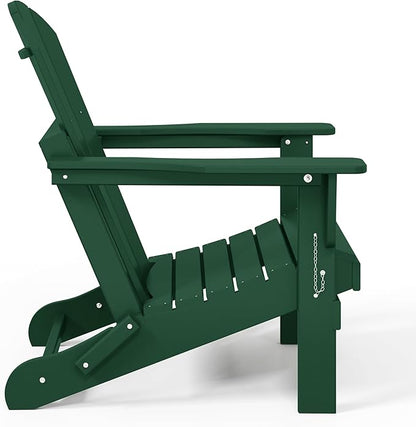 Westin Outdoors Laguna WO Home Outdoor Adirondack Folding Chair Lounger Seat Traditional Retro Home Furniture for Beach, Balcony, Backyard, Lawn, Patio, Pool, Deck, Garden (Dark Green)