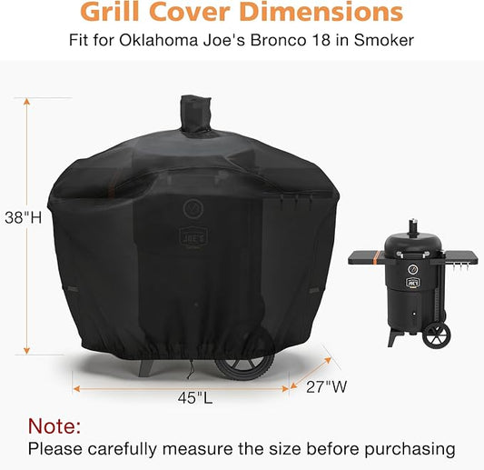 BBQ Grill Cover for Oklahoma Joe's Bronco 18 in Smoker, Waterproof 600D Outdoor Propane Barbecue Covers Griddle Covers- 44" L x 27" W x 39" H