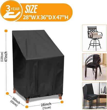 Kipiea Patio Chair Covers Waterproof Winter - Heavy Duty Lawn Outdoor Furniture Chair Covers with Anti UV and No Tears, No Fading (28" W x 36" D x 47" H)