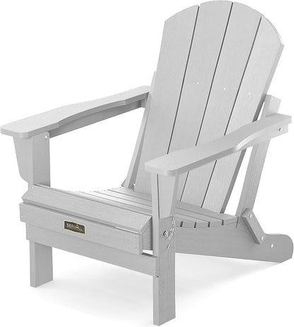 SERWALL Folding Adirondack Chair for Patio Garden Outdoors Fire Pit- Spanish Gray