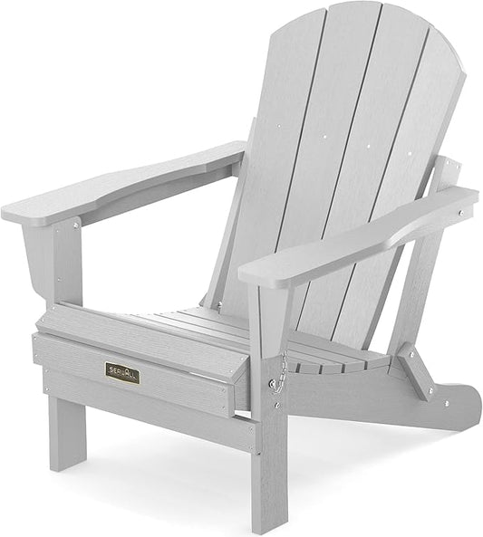 SERWALL Folding Adirondack Chair for Patio Garden Outdoors Fire Pit- Spanish Gray