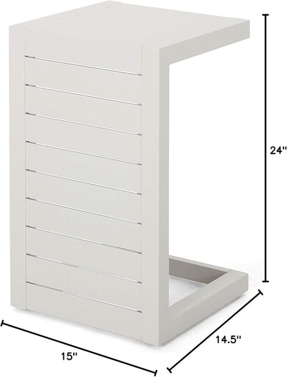 Christopher Knight Home Jesse Coral Outdoor Modern Aluminum C-Shaped End Table, White