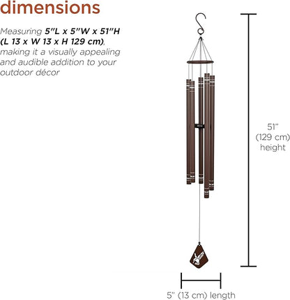 Alpine Corporation 51" Aluminum Tuned Wind Chimes with Hummingbird Design Windcatcher, Brown