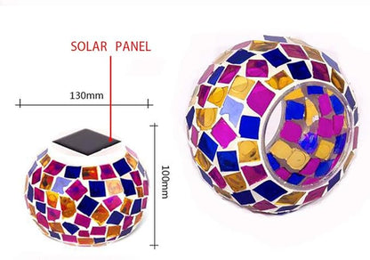 Waterproof Color Changing Table Lamp, Solar Powered Mosaic Glass Ball LED Garden Lawn Night Light Lamps, Party Lights for Home,Yard, Indoor,Outdoor Decoration Lights (Blue+Purple+Yellow)