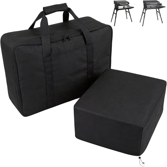 BQMAX Carry Bag and Griddle Cover Replacement for 5510 Blackstone 22" Table Top Griddle with Hood/Lid, Heavy Duty 600D Polyester Waterproof Grill Cover and Bag